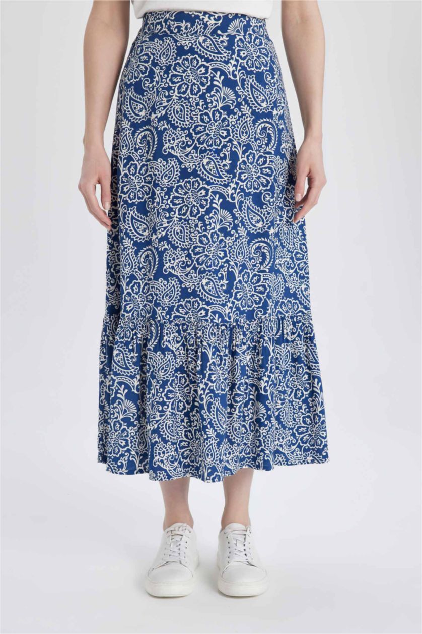 FEMME Indigo Jupe Longue Imprimée