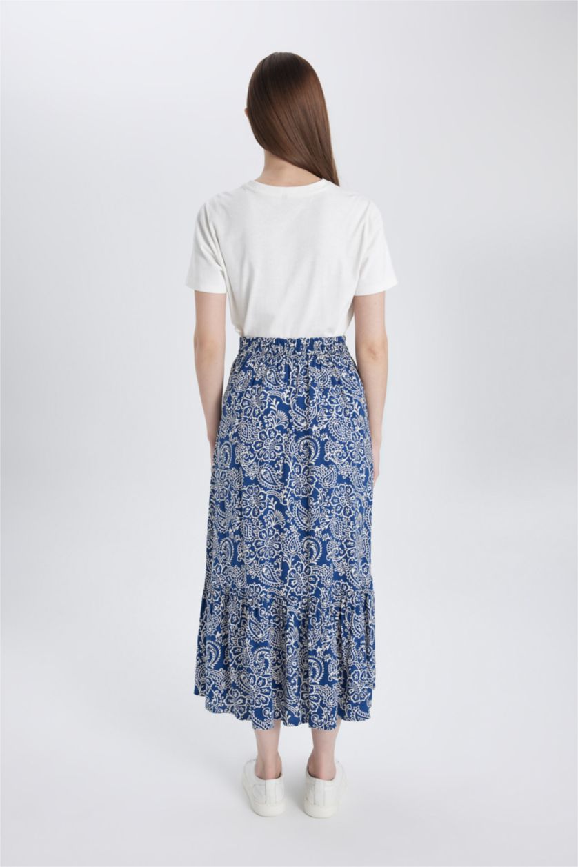 FEMME Indigo Jupe Longue Imprimée