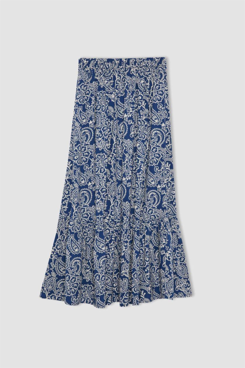 FEMME Indigo Jupe Longue Imprimée