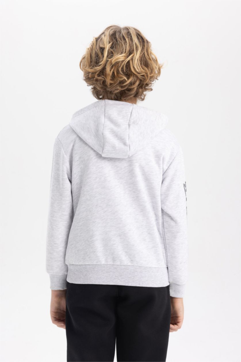 أولاد ميلانج رمادي فاتح سويت شيرت اولادي قصة عادية بغطاء للرأس من ون بيس