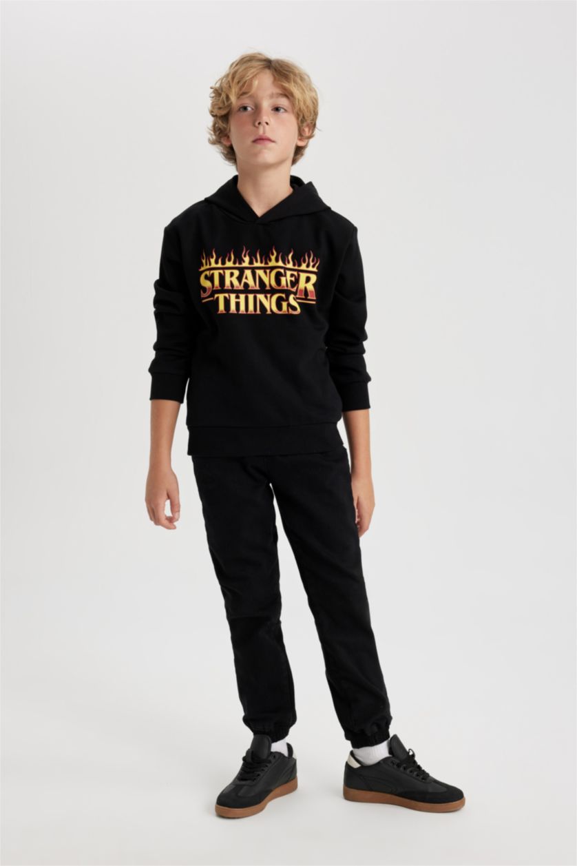 BOYS & TEENS Black Boy Stranger Things Hooded Sweatshirt