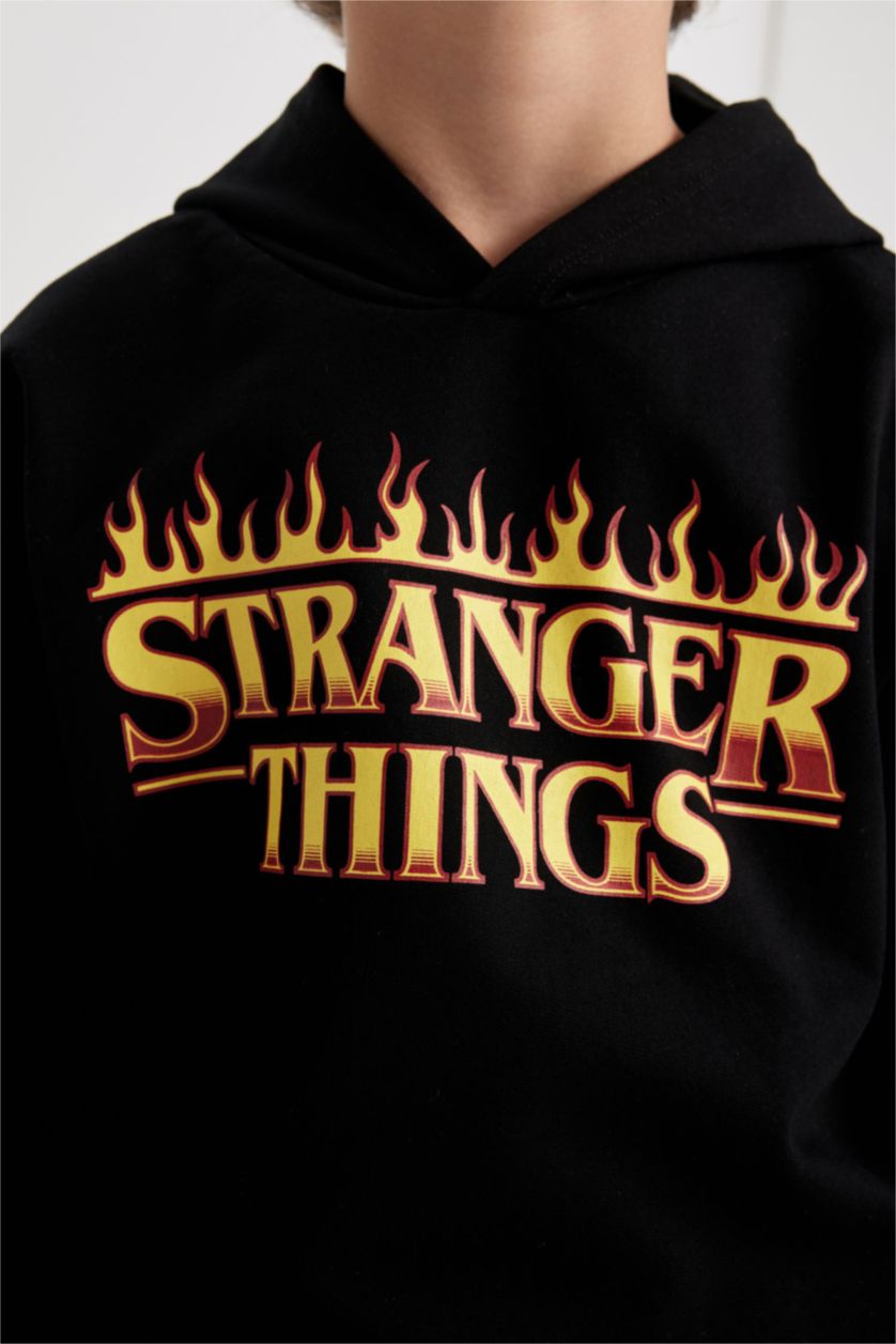 BOYS & TEENS Black Boy Stranger Things Hooded Sweatshirt