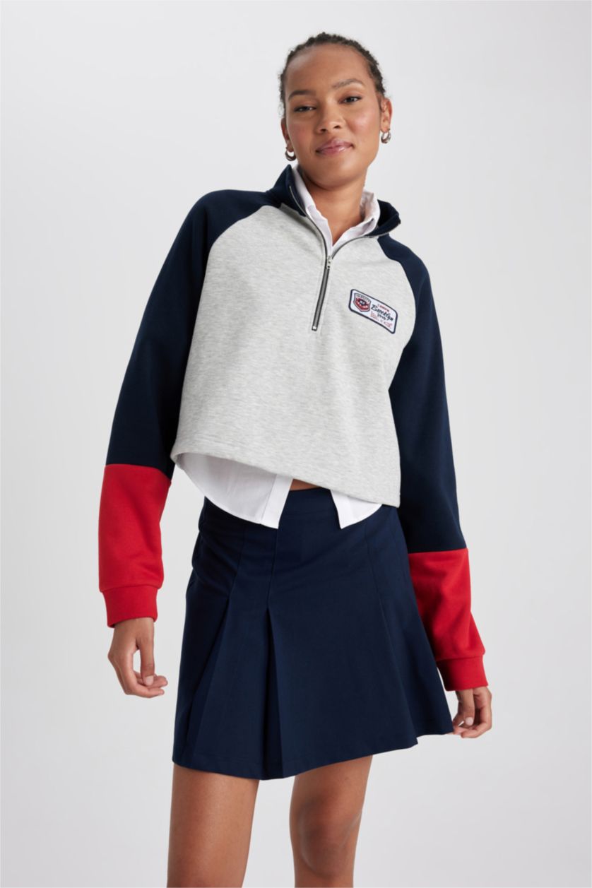 WOMAN NAVY Pleat Mini Skirt