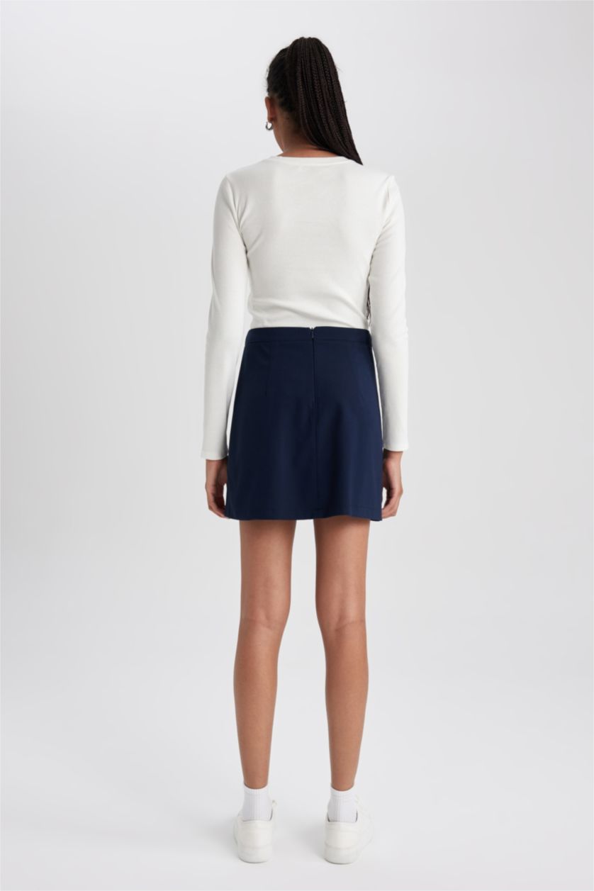 WOMAN NAVY Pleat Mini Skirt