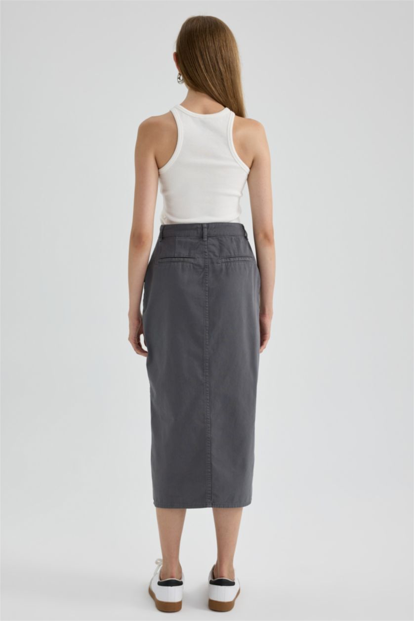 WOMAN Grey Gabardine Maxi Skirt