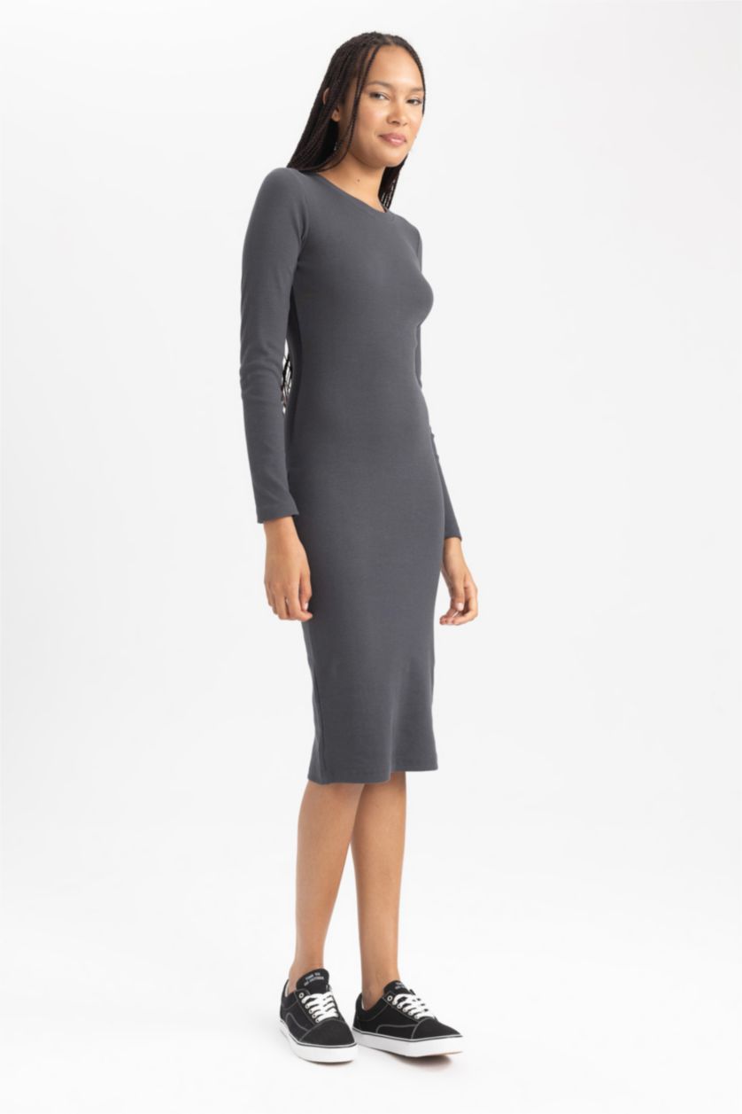 WOMAN Grey Bodycon Crew Neck Camisole Midi Dress