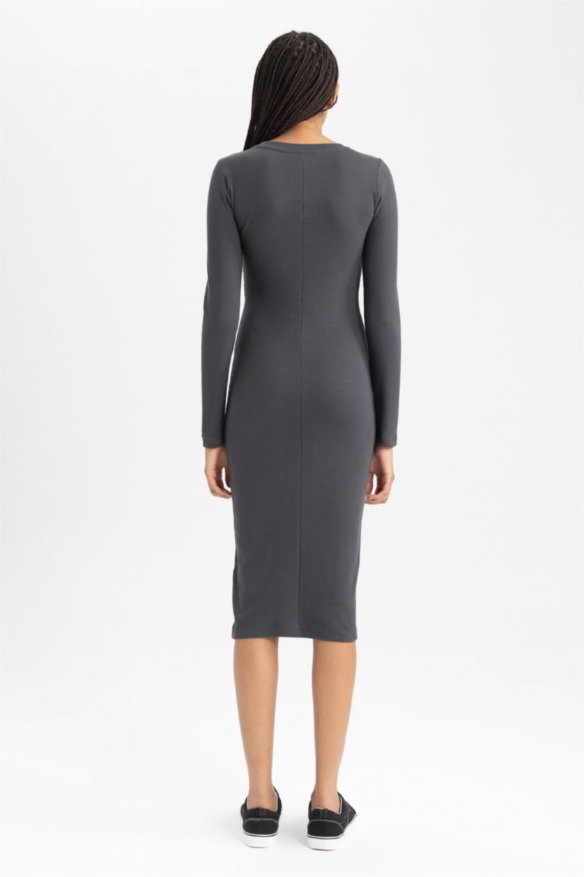 WOMAN Grey Bodycon Crew Neck Camisole Midi Dress