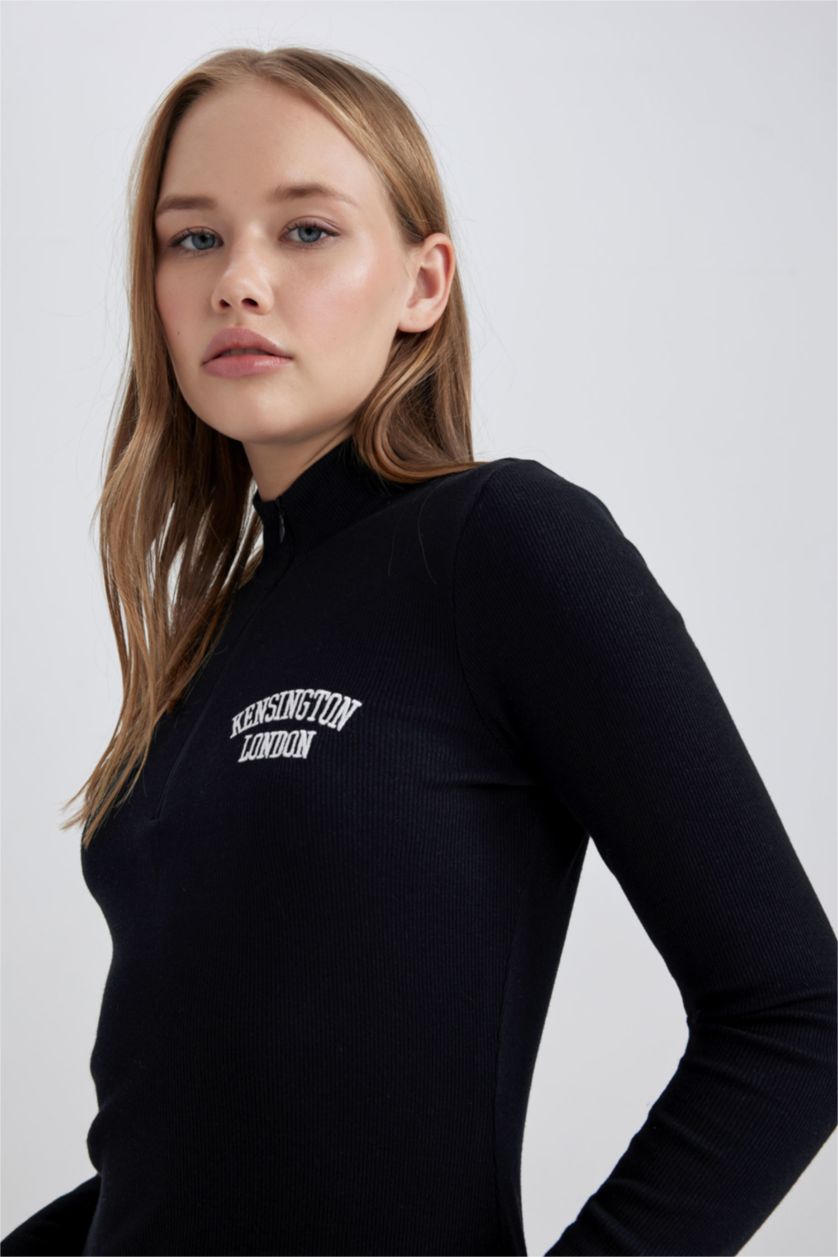 WOMAN Black Bodycon Half Turtleneck Camisole Mini Dress