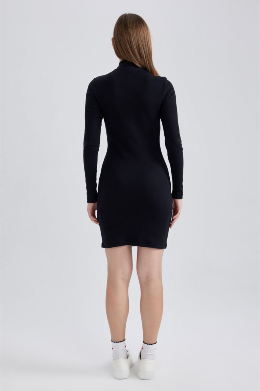 WOMAN Black Bodycon Half Turtleneck Camisole Mini Dress