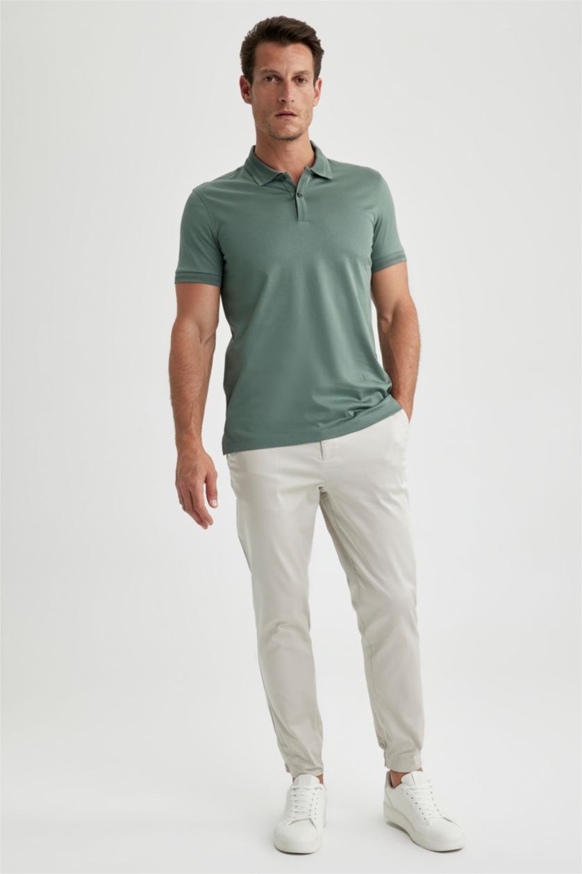 MAN Light Green Slim Fit Short Sleeve Polo T-Shirt