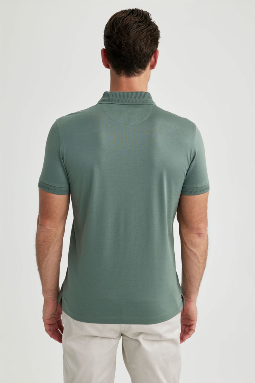 MAN Light Green Slim Fit Short Sleeve Polo T-Shirt