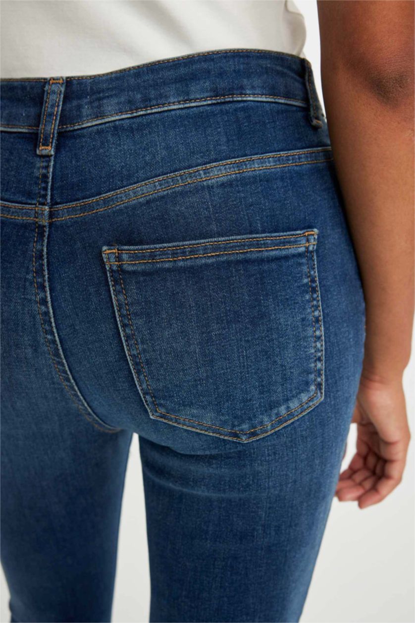FEMME Bleu Jean à Coupe Skinny Et Taille Haute