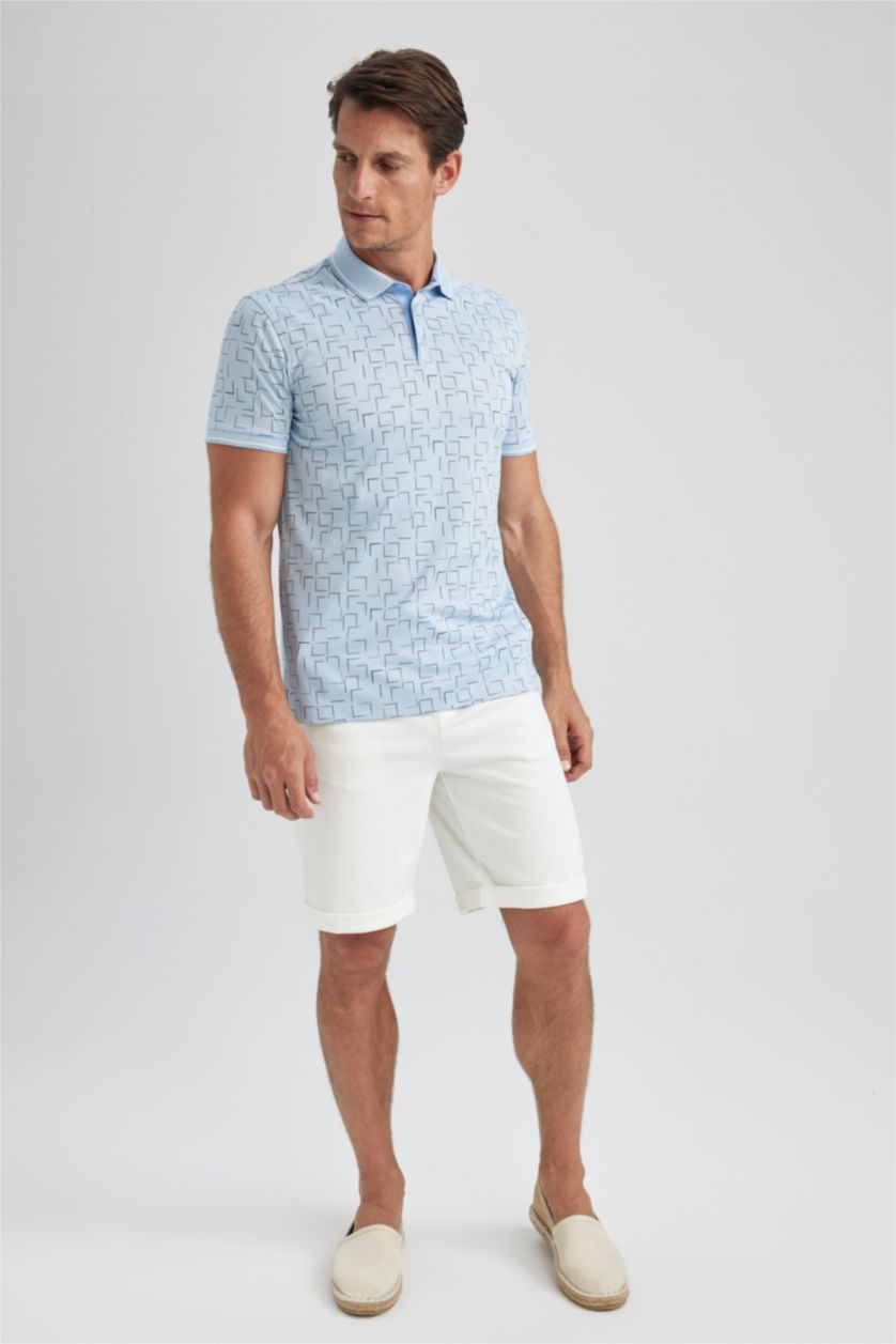 MAN Blue Slim Fit Printed Short Sleeve Polo T-Shirt