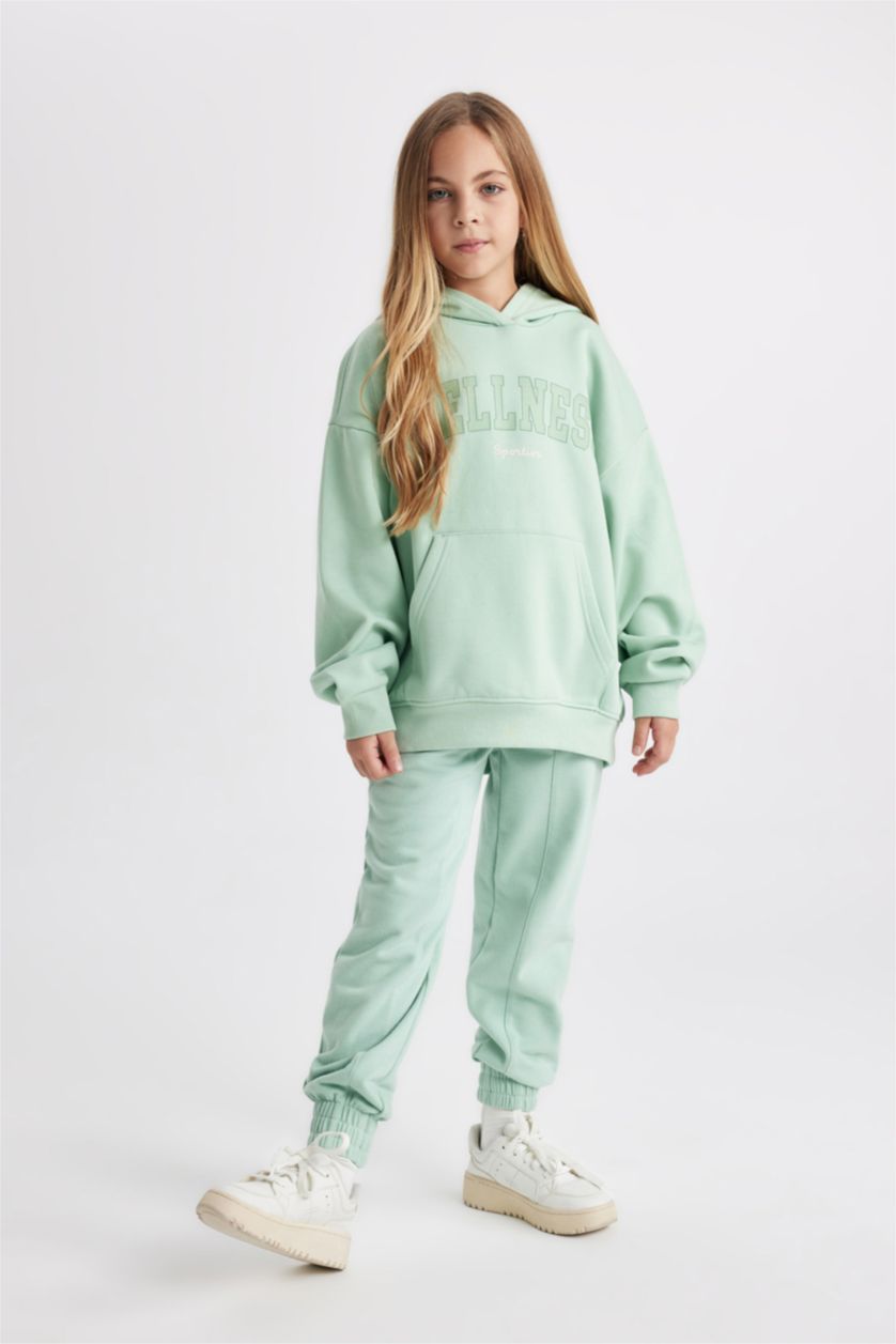 FILLES Vert Sweat à Capuche Oversize Tissu Sweat épais
