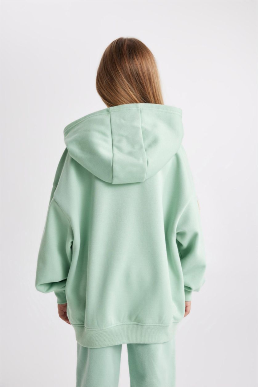 FILLES Vert Sweat à Capuche Oversize Tissu Sweat épais