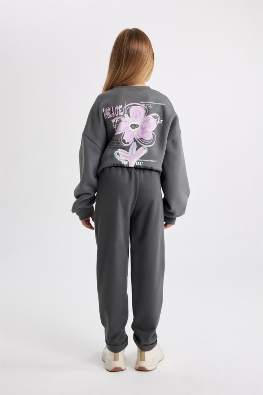 FILLES Anthracite Pantalon Jogging Coupe Carotte Pour Fille