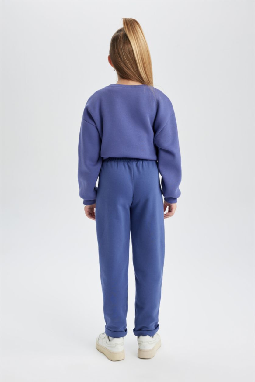 بنات بنفسجي بنطلون بجامة رياضي بناتي كاروت فيت