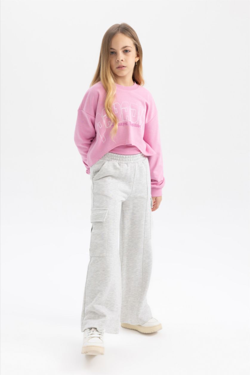 FILLES Gris Pantalon Jogging Coupe Cargo Pour Fille