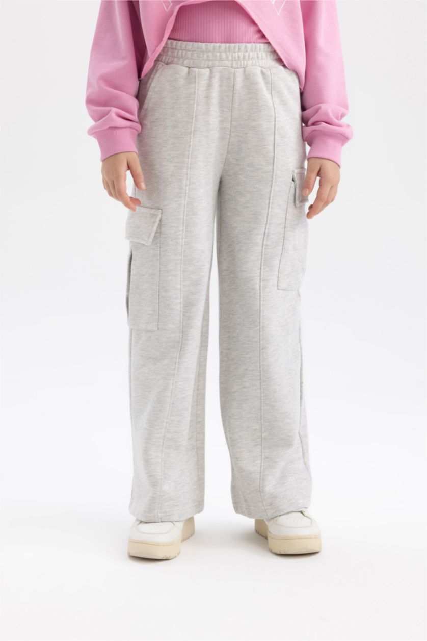 FILLES Gris Pantalon Jogging Coupe Cargo Pour Fille