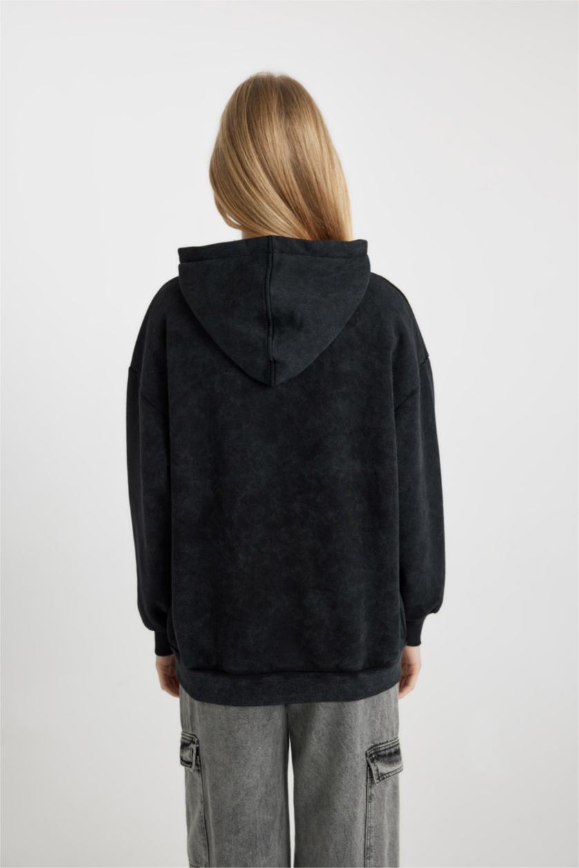 Жіночий Антрацит Світшот оверсайз з капюшоном One Piece з принтом з товстої тканини для жінок