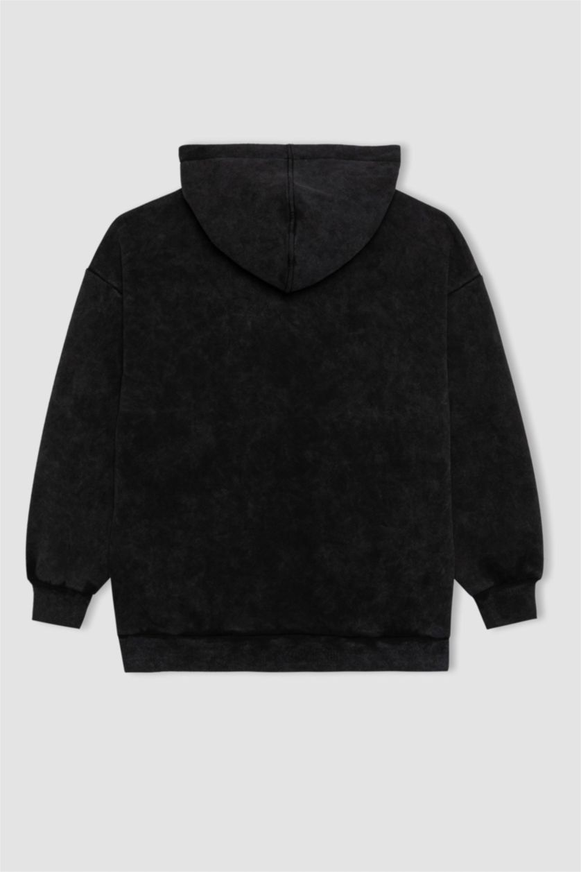 Жіночий Антрацит Світшот оверсайз з капюшоном One Piece з принтом з товстої тканини для жінок