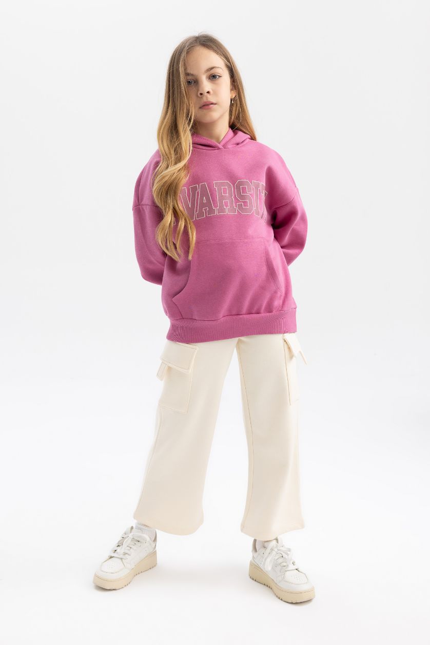 GIRLS & TEENS Ecru Girl Wide Leg Cotton Sweatpants