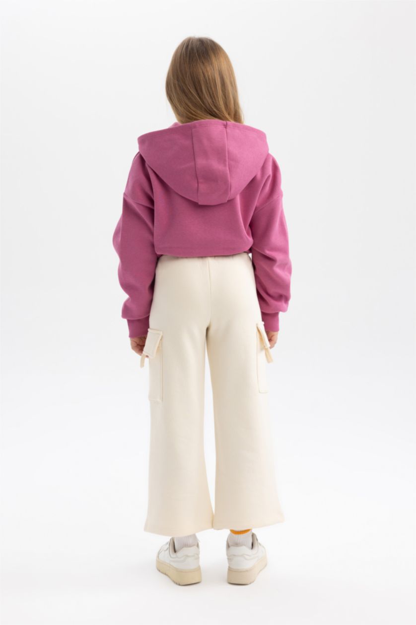 GIRLS & TEENS Ecru Girl Wide Leg Cotton Sweatpants