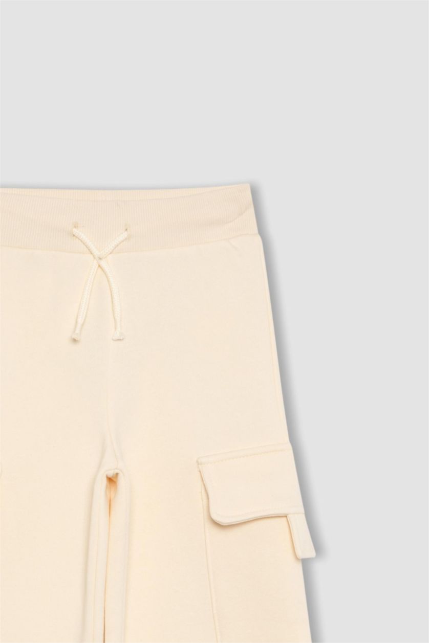 GIRLS & TEENS Ecru Girl Wide Leg Cotton Sweatpants