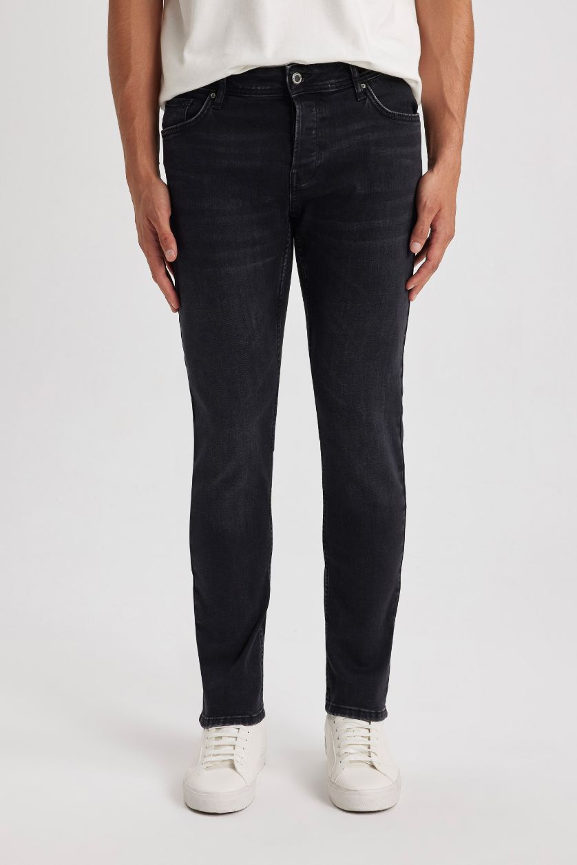 رجالي أسود بنطلون جينز كارلو سكيني فيت بقالب ضيق وخصر عادي
