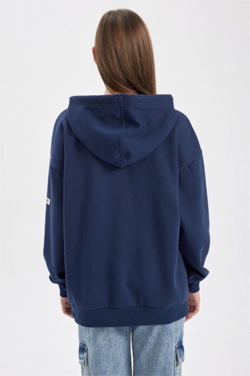 FEMME Marin Sweat- Shirt Coupe Oversize Imprimé Mickey & Minnie Encapuchonné