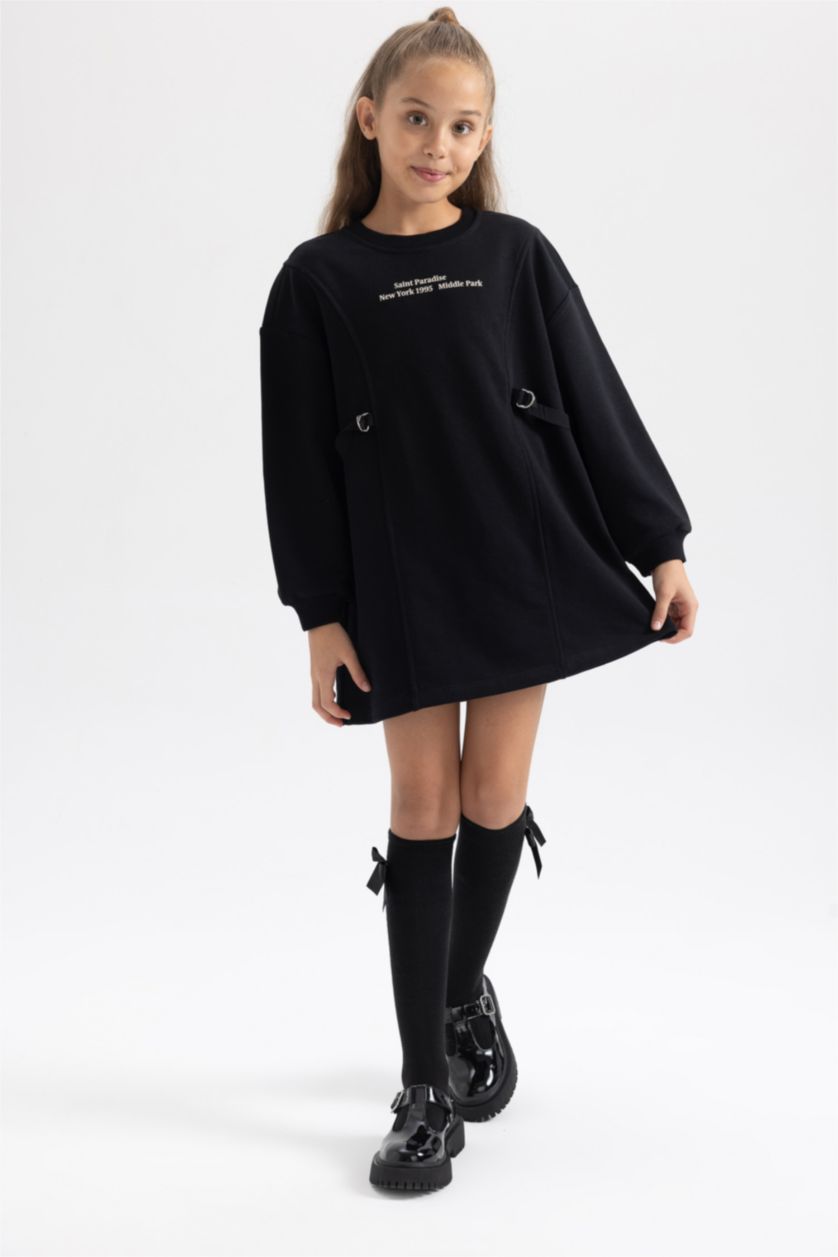 بنات أسود فستان سويت بناتي قصة عادية مطبوع