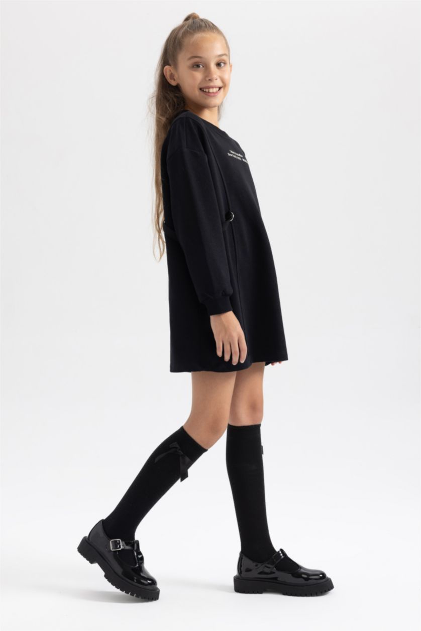 بنات أسود فستان سويت بناتي قصة عادية مطبوع