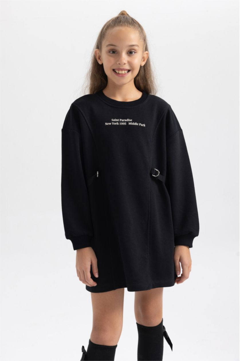 بنات أسود فستان سويت بناتي قصة عادية مطبوع