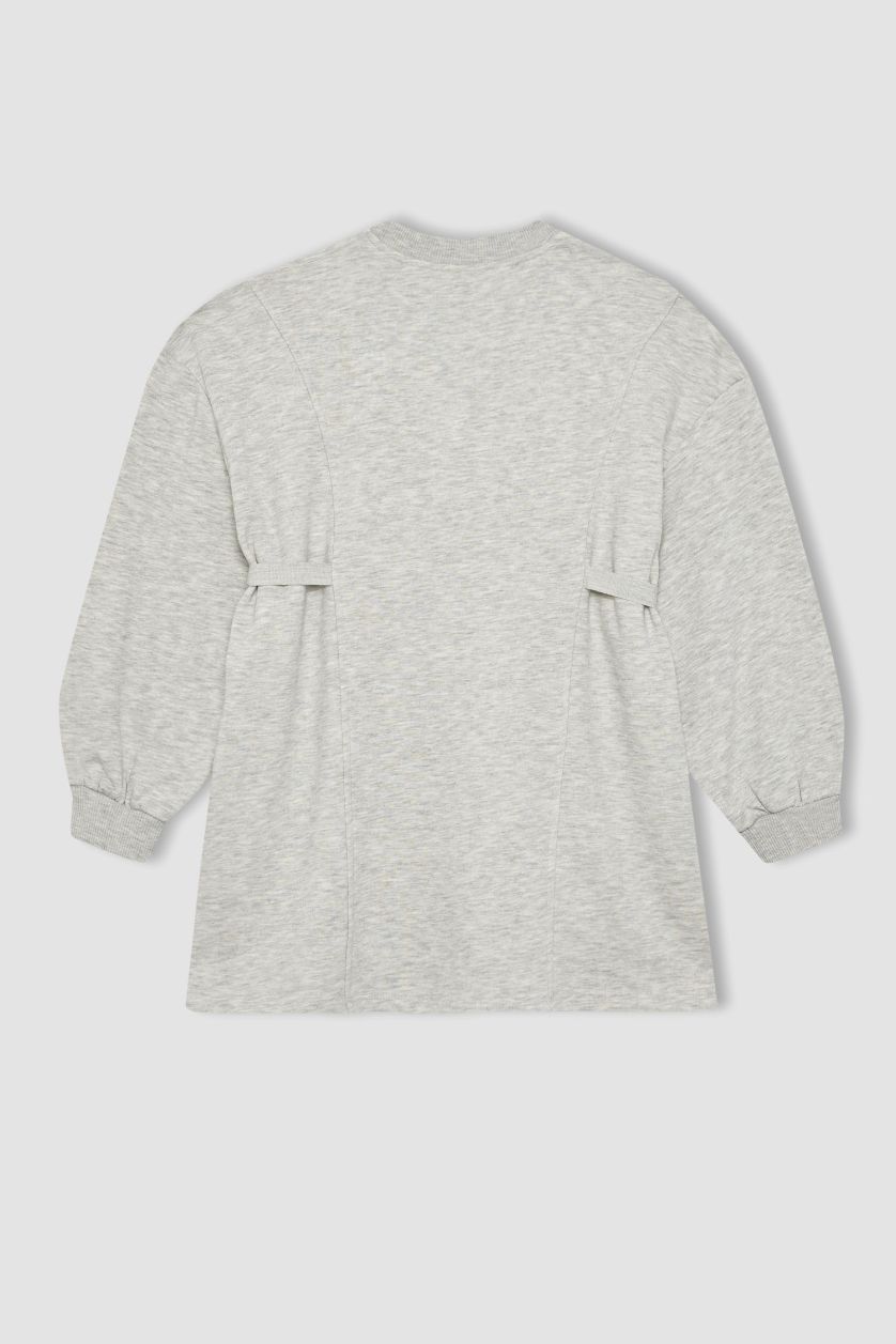 بنات ميلانج رمادي فستان سويت بناتي قصة عادية مطبوع