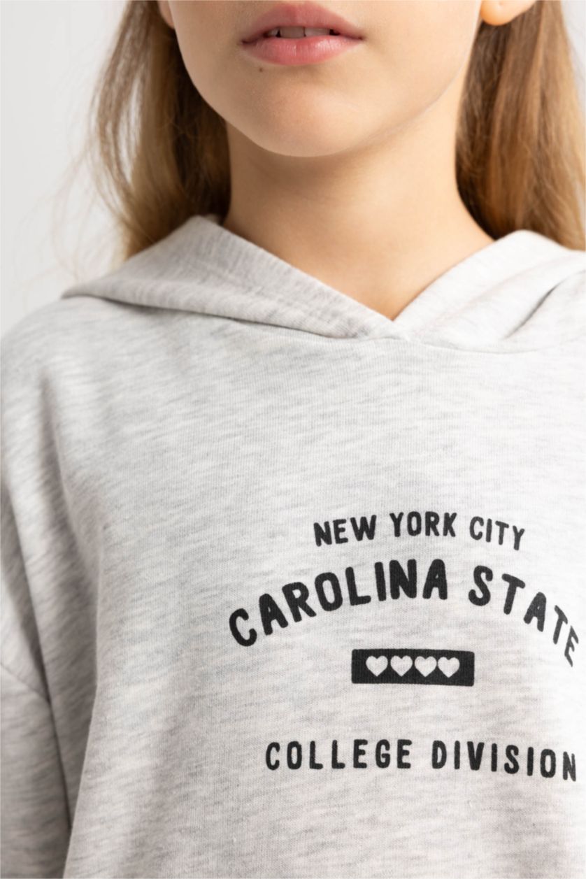 FILLES Gris Robe De Survêtement Imprimée Encapuchonné