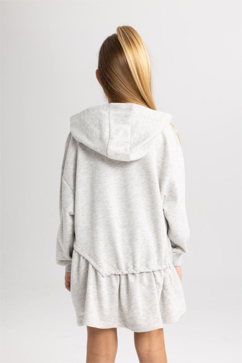 FILLES Gris Robe De Survêtement Imprimée Encapuchonné