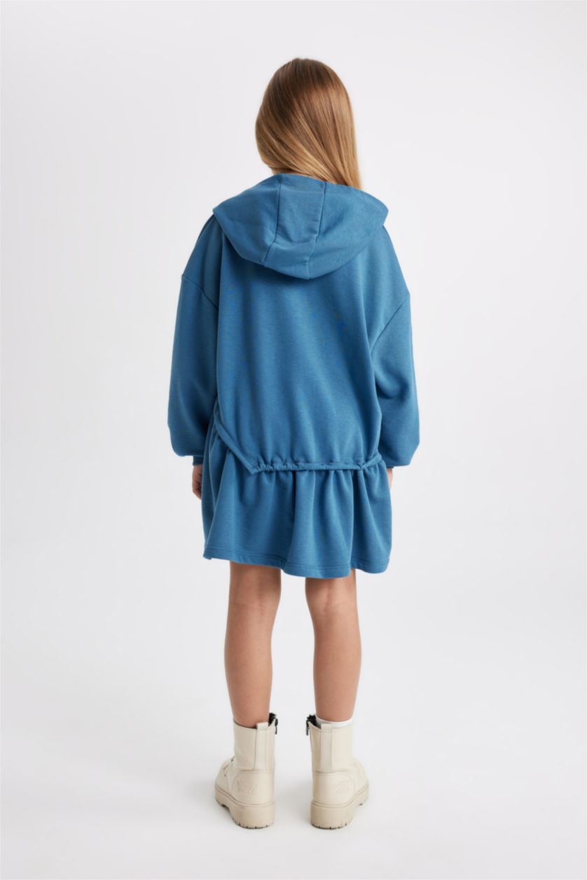 بنات نيلي فستان سويت بناتي مطبوع قصة عادية