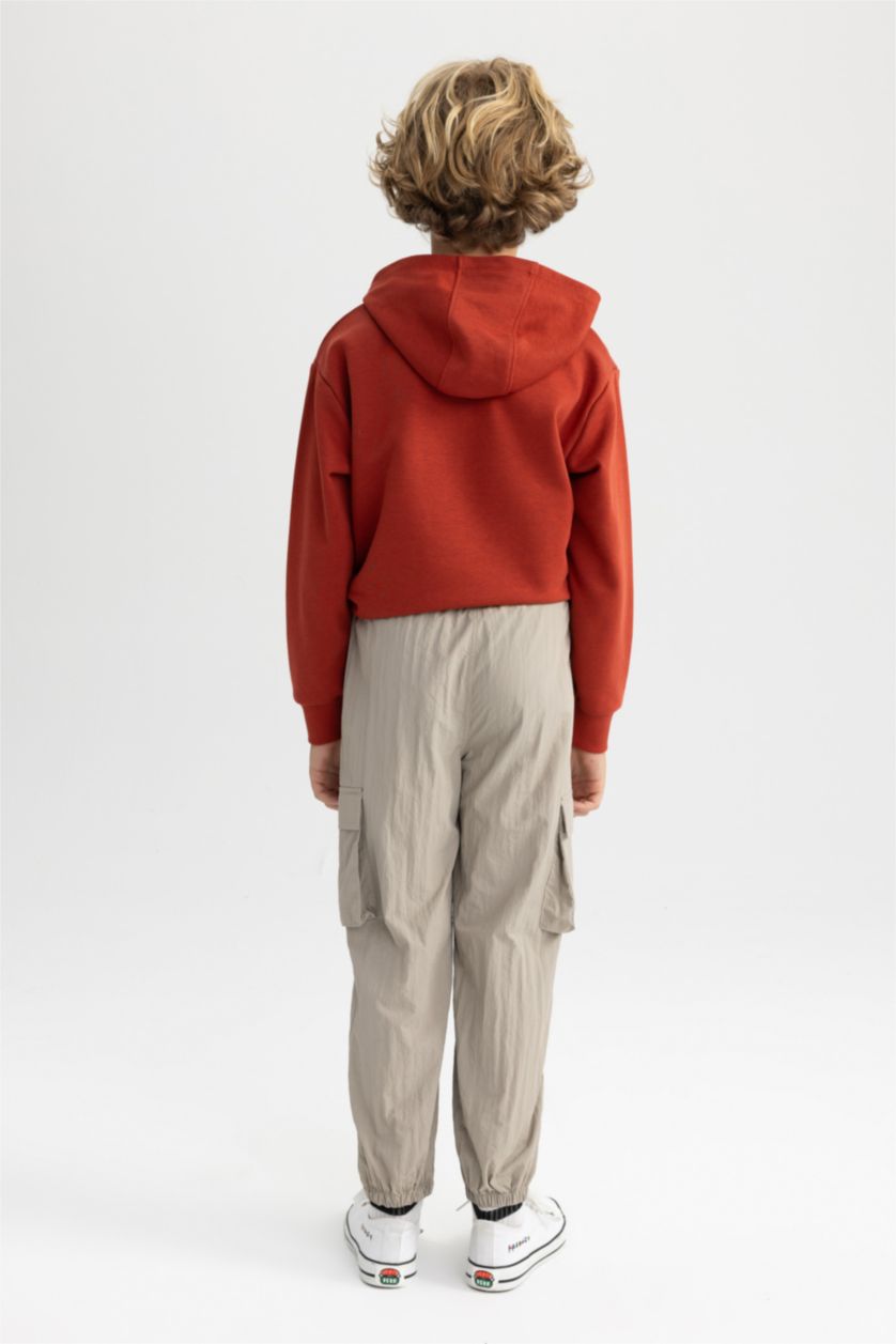 Erkek Çocuk - Genç Erkek Bej Kargo Jogger Paça Paraşüt Pantolon Erkek Çocuk