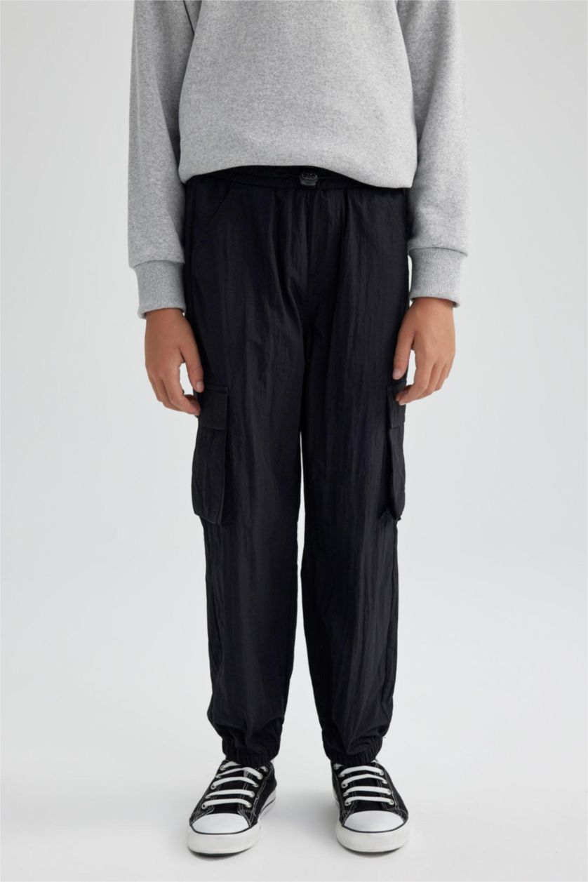 أولادي أسود بنطلون اولادي باراشوت كارجو بجيب