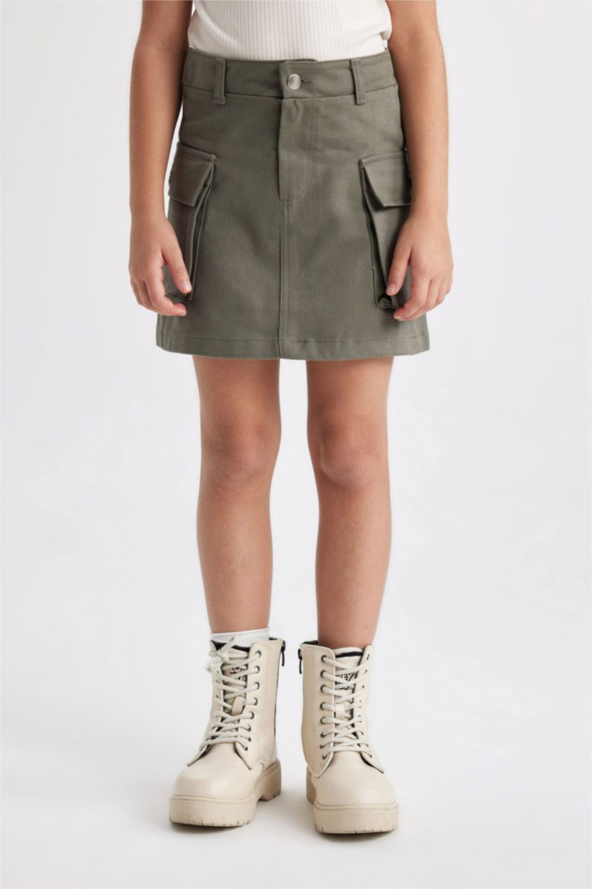 Girls & Teens Khaki Girl Gabardine Regular Fit Skirt