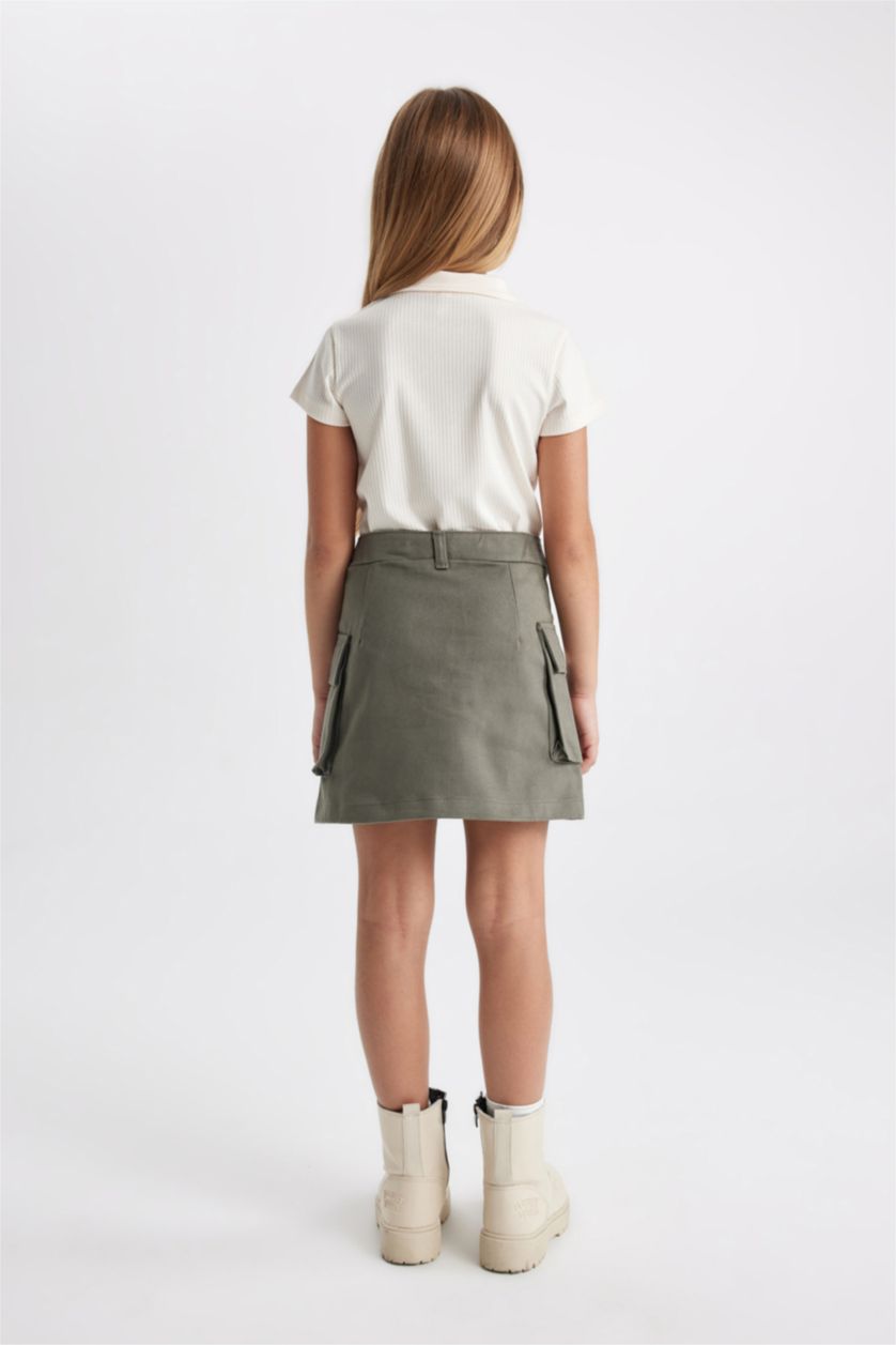 Girls & Teens Khaki Girl Gabardine Regular Fit Skirt