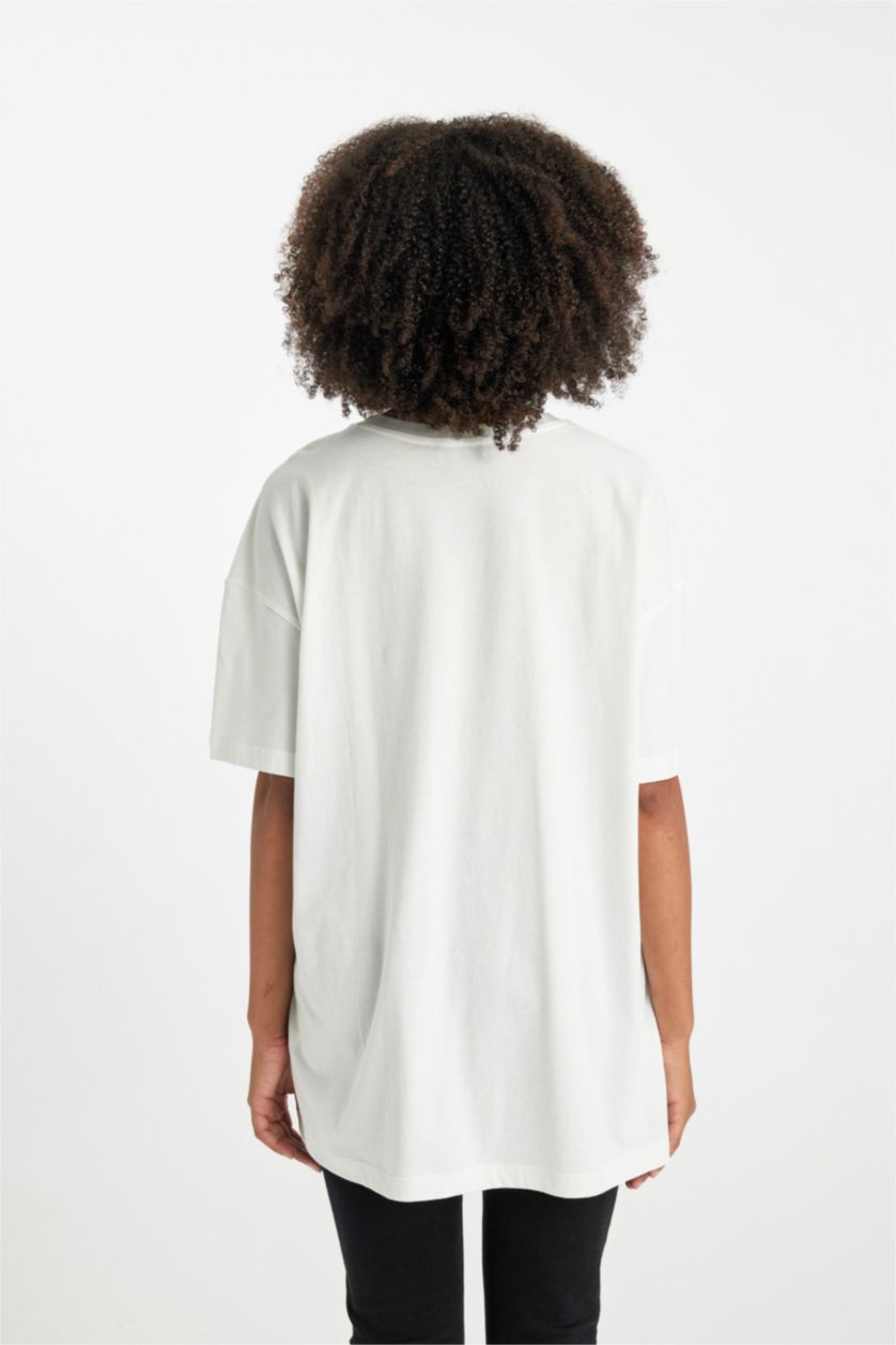 WOMAN White Oversize Crew Neck Short Sleeve T-Shirt