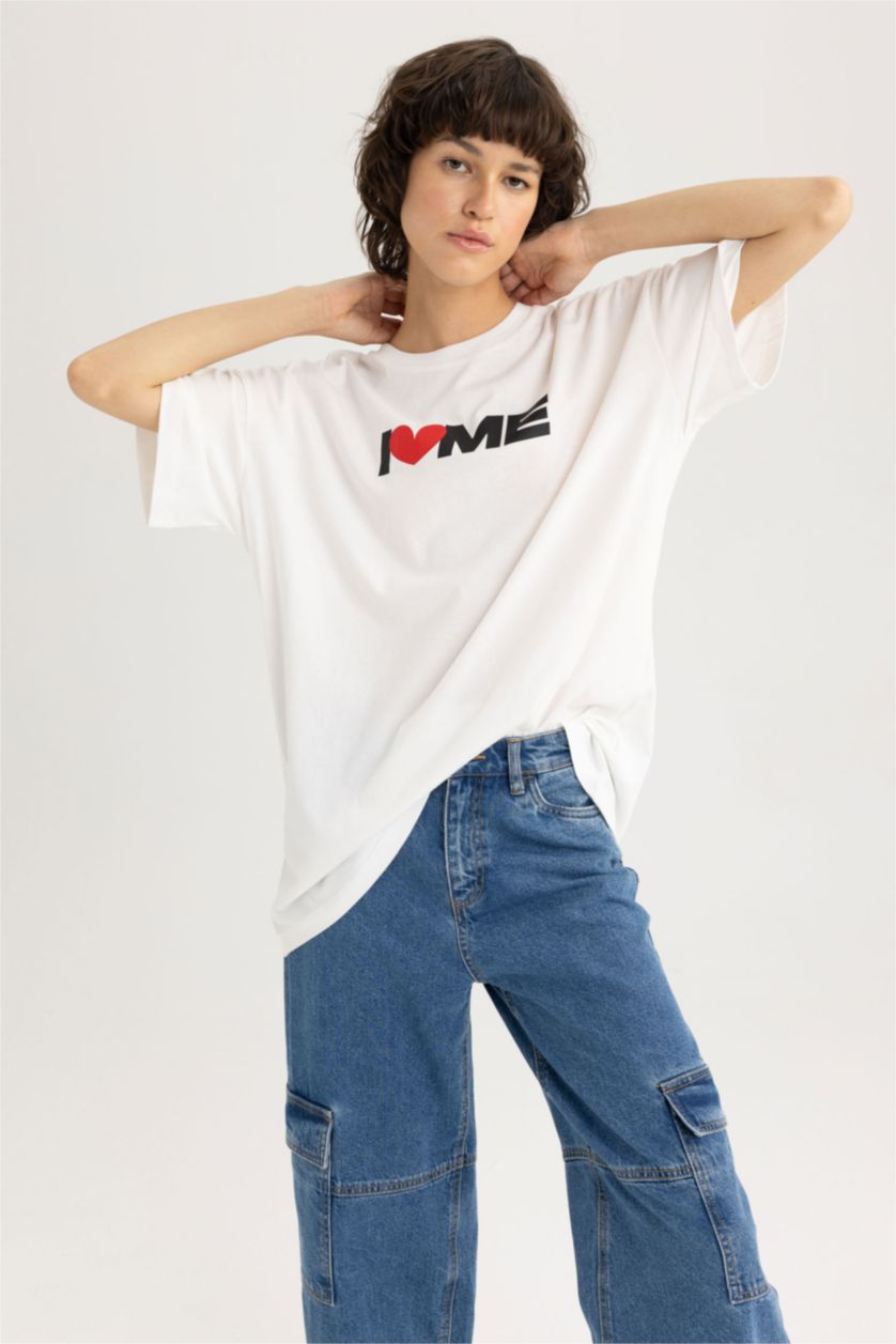 FEMME Blanc T-shirt à manches courtes Coupe Oversize