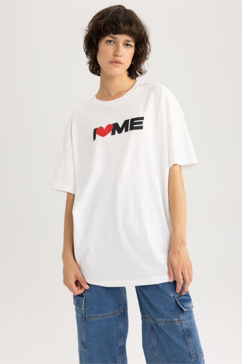 FEMME Blanc T-shirt à manches courtes Coupe Oversize