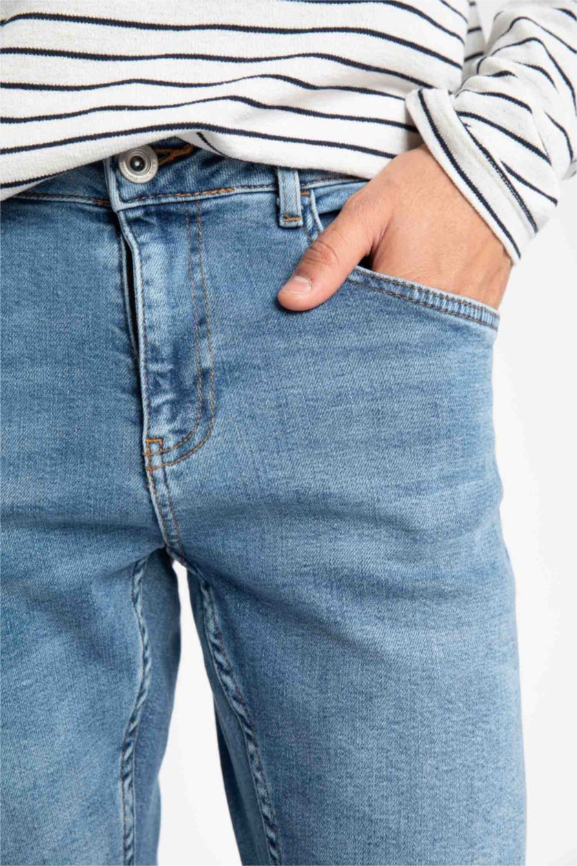 HOMME Bleu Pantalon Jean Skinny Coupe Confort