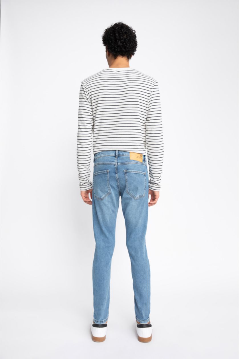 HOMME Bleu Pantalon Jean Skinny Coupe Confort