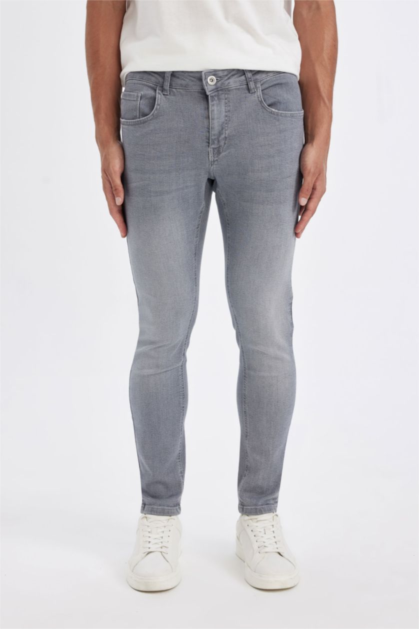 MAN Light Grey Skinny Comfort Fit Tight Relaxed Fit Normal Waist  Jeans