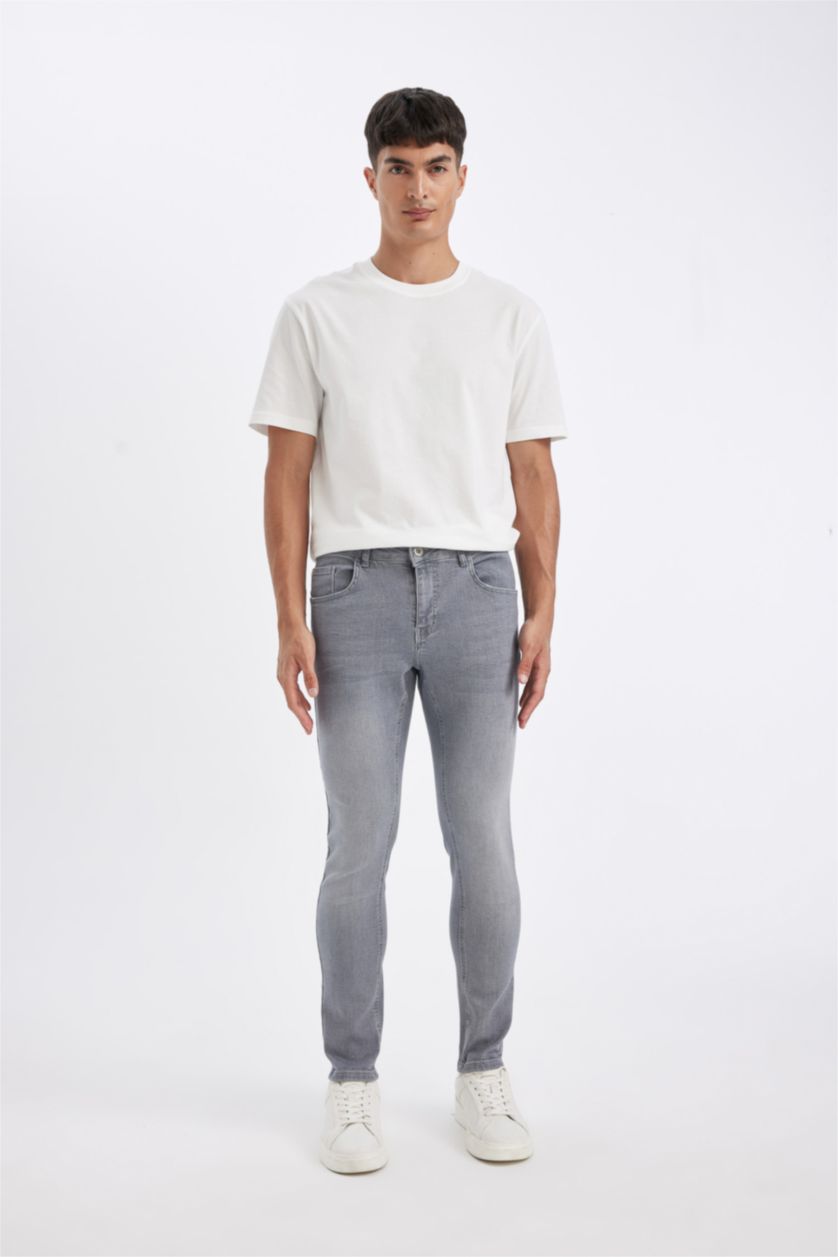 MAN Light Grey Skinny Comfort Fit Tight Relaxed Fit Normal Waist  Jeans