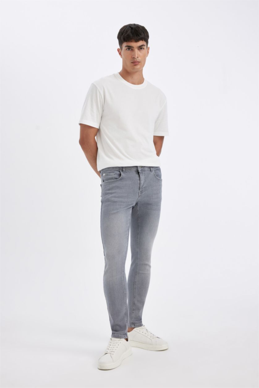 MAN Light Grey Skinny Comfort Fit Tight Relaxed Fit Normal Waist  Jeans