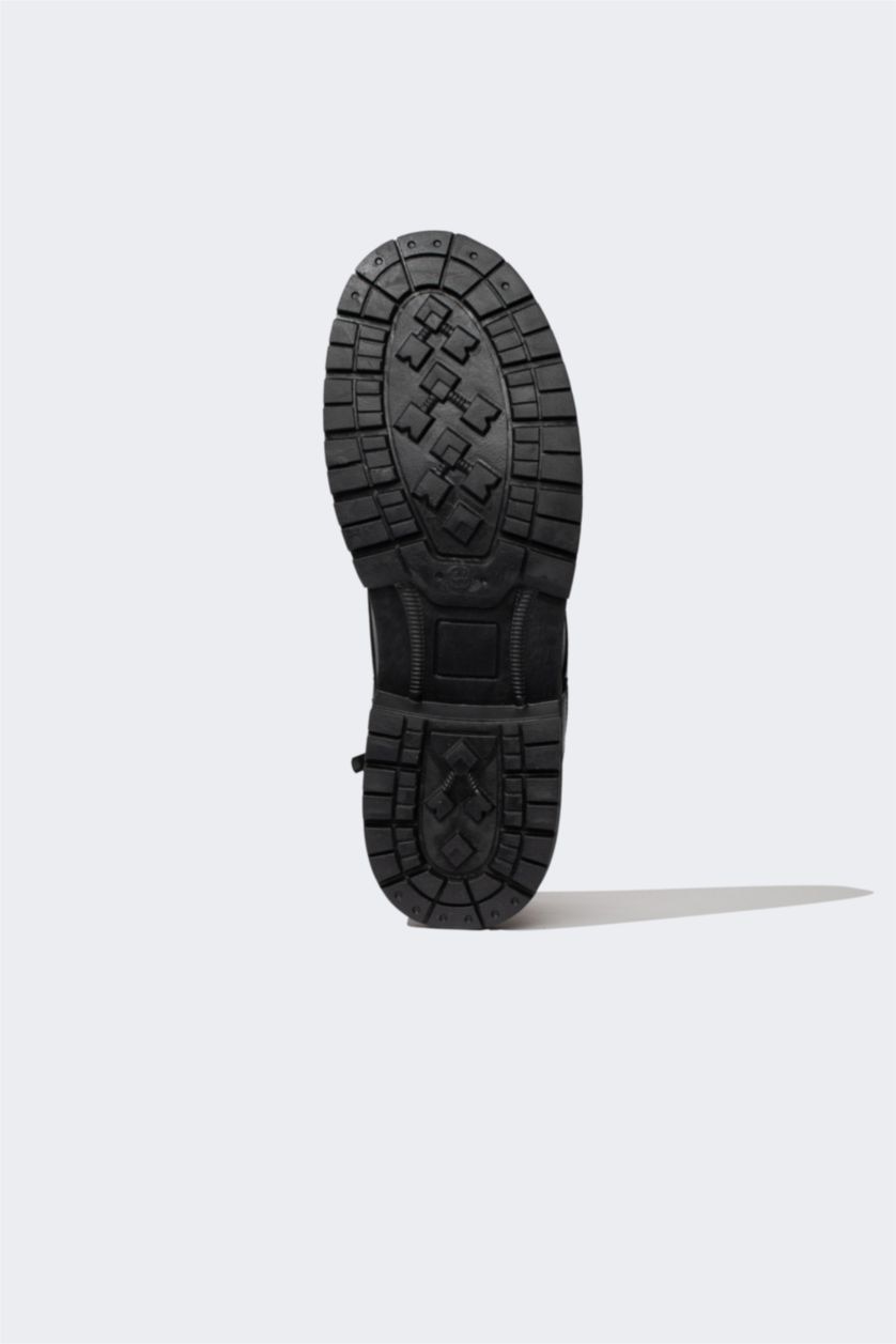 رجال أسود بوت رجالي بكعب مسطح